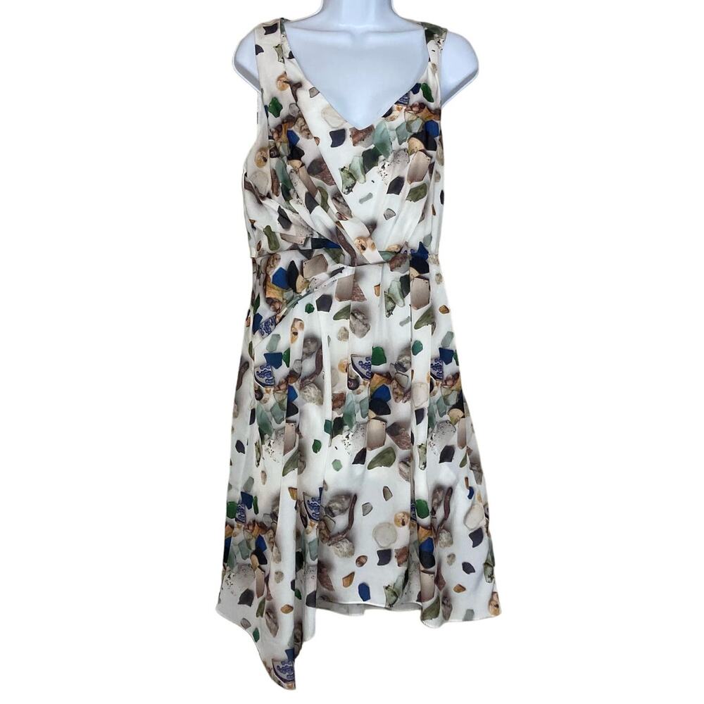 Anthropologie Meadow Rue Beach Treasures Pebble Dress Drape Front Pleats Size 6
